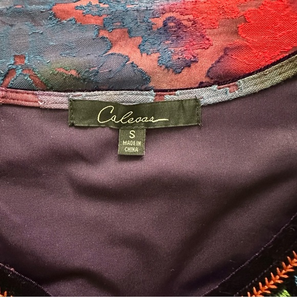 Calessa Embroidered Purple Velvet Jewel Tone Top Long Sleeve SZ Small Boho EUC - Picture 2 of 9